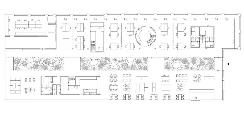 Landscape and planting floor plan for the Joolz Amsterdam office designed by MOSS