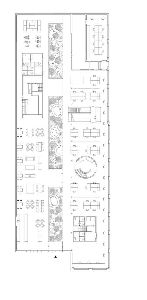 Landscape and planting floor plan for the Joolz Amsterdam office designed by MOSS