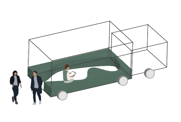 Mobile biophilic seating installation with integrated greenery designed to promote health and well-being in urban spaces